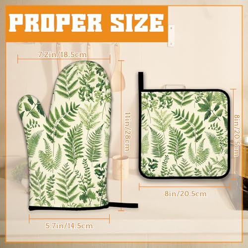 Fern Herbs Oven Mitts and Pot Holders Set (4 Count)