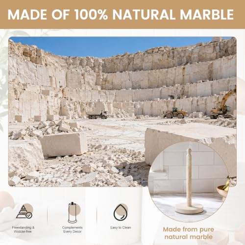 Beige Marble Paper Towel Holder Countertop (Moleanos Beige)