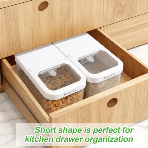12 Lbs Rice Flour Sugar Storage Containers Dry Food Holder with Flip (6.5Qt-Rectangle)
