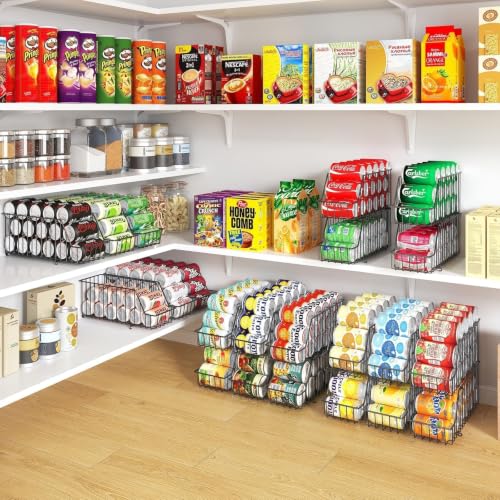 6 Pack Can Storage Organizer for Pantry (6 Pack - 6-Tier / Black)