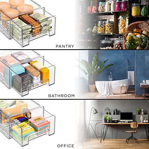 Clear Stackable Storage Drawers for Refrigerator (2 Pack / Medium)