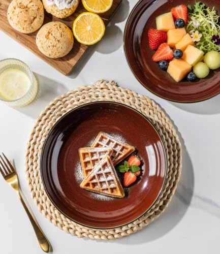 9.0" Ceramic Pasta Bowls Set of 4 (Set of 4 / Red)