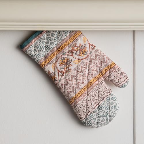 100% Cotton Oven Mitt & Pot Holder Set (047 - Nila / 7.5" x 13" & 8" x 8" (Oven Mitt & Pot Holder))