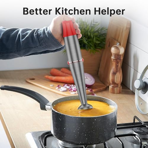 Immersion Blender Handheld Corded (Christmas Red / 5 in 1)