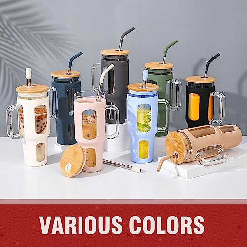 Glass Tumbler with Lid and Straw (Black / 46 Ounces)