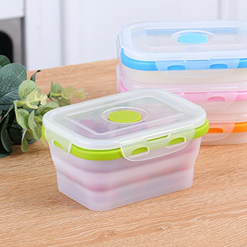 Collapsible Food Storage Containers with Lids (Assorted Colors 12oz-8pc)