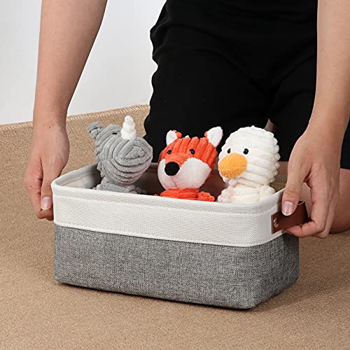 Small Storage Baskets 6 Pack (White&Grey / XS-12"x8"x5")