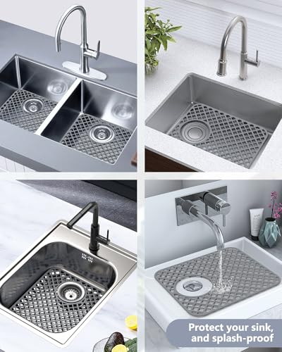 2 Pack Silicone Sink Protectors for Kitchen Sink (Gray)