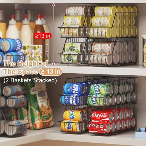 6 Pack Can Storage Organizer for Pantry (6 Pack - 6-Tier / Black)