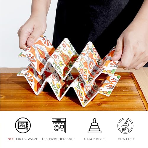 Melamine Taco Holder Stands (Set of 8 / Fuego Orange)