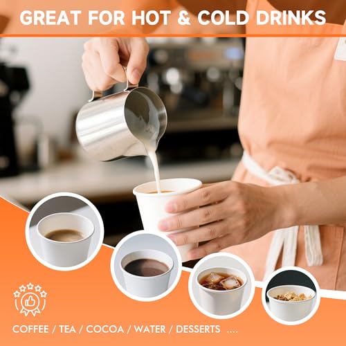 100 Pack 16 oz Disposable Coffee Cups with Lids and Sleeves (White / 16 oz)