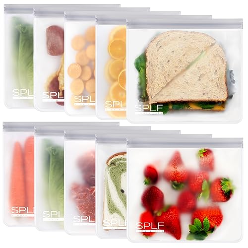 10 Pack Reusable Sandwich Bags Dishwasher Safe (10 Pack-10 Sandwich / Gray)