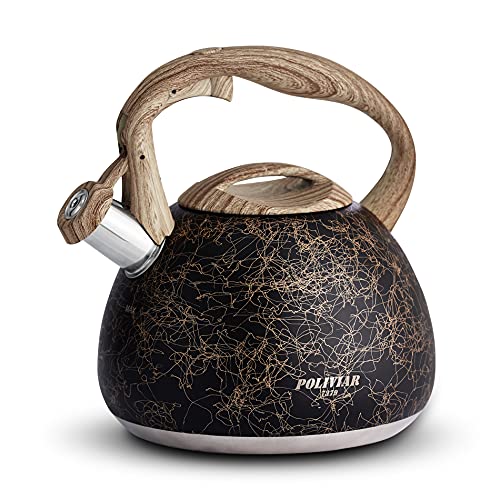 POLIVIAR Tea Kettle (2.7 Quarts / Black/Gold)