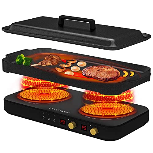Portable Induction Cooktop 2 Burner with Griddle Pan (Double Induction Cooktop with Griddle Pan)