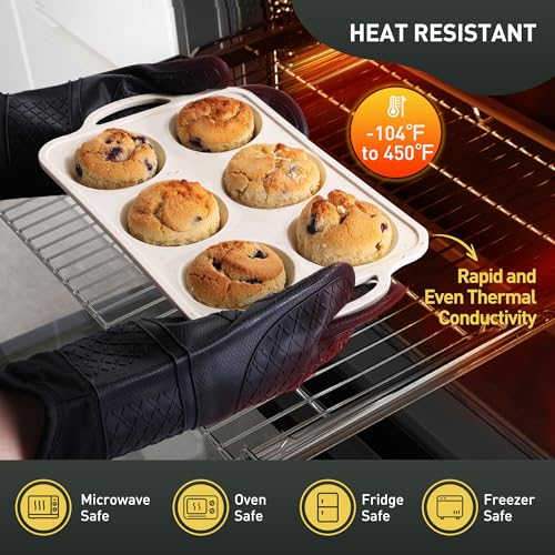 2 Packs 6 Cups Silicone Muffin Pan with Metal Reinforced Frame Jumbo Size Cupcake Pan Tray Egg Bites Silicone Circle Cookie Molds Muffin Tin Tart Pans Large Big Baking Sheet Set for Breakfast (Jumbo / Cream)