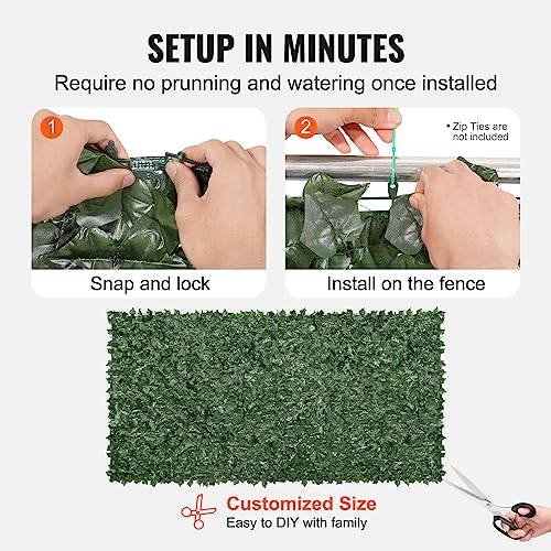 Artificial Ivy Privacy Fence Screen (Ivy with Green Mesh Backing / 59 x 118 inch)