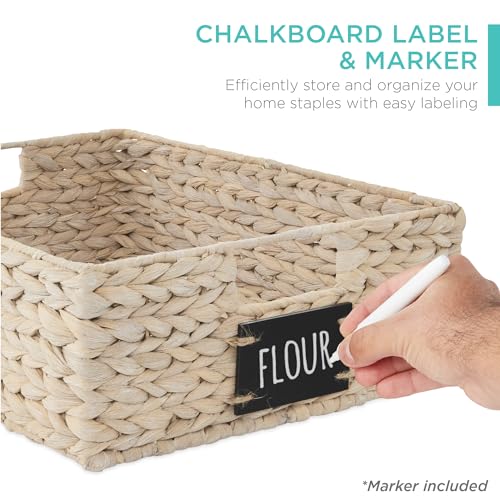 Set of 4 16x12in Large Water Hyacinth Pantry Baskets (12x16x5in / White)