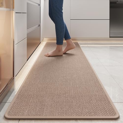 Long Kitchen Runner Rugs Kitchen Mat Non Slip Washable Brown 17"x59"