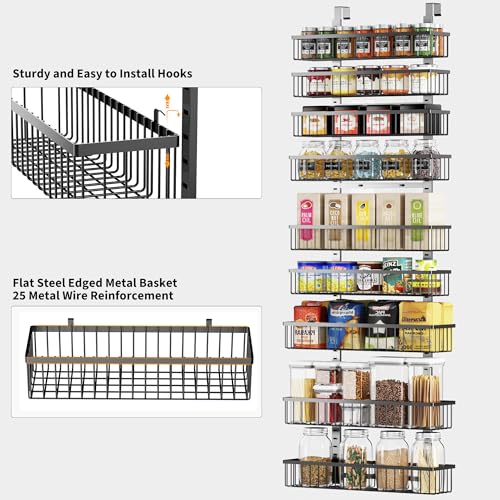9 Tier Over The Door Pantry Organizer (Black / 9-Tier)