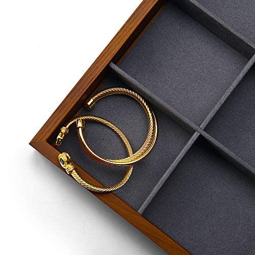 Solid Wood Jewelry Tray (Grey 12 grid tray)