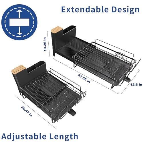 Expandable Dish Drying Rack (20.5"-27.6" L x 12.6" W-Detachable)