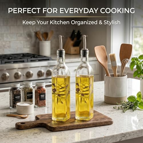 Topadorn 17oz Glass Olive Oil Dispenser Bottle