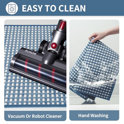 Long Kitchen Runner Rugs Kitchen Mat Non Slip Washable Blue 17"x71"