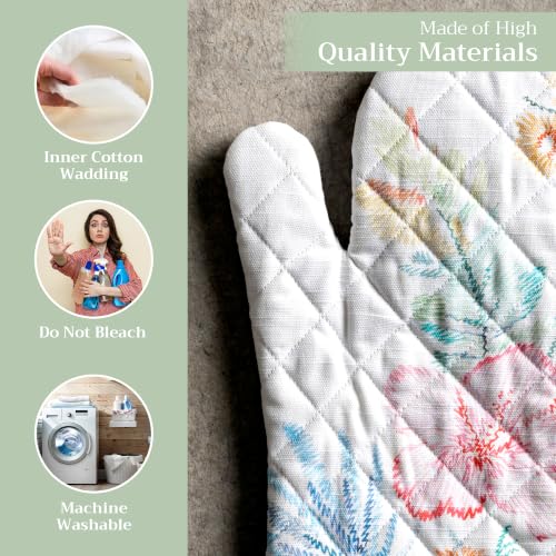 Maison d'Hermine Oven Gloves 100% Cotton Oven Mitt (102 - Paradise Island / 7.5" x 13" (Oven Mitt))