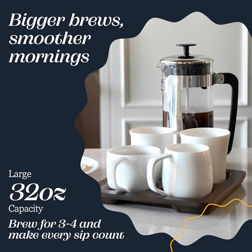 P5 French Press Coffee Maker (Polished Stainless Steel / 32 oz)