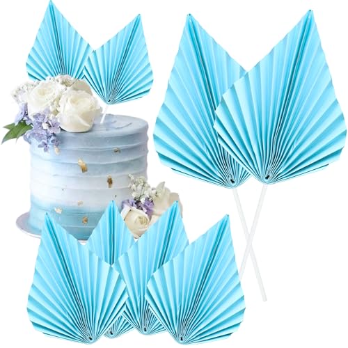 6pcs Paper Palm Fan Cake Toppers (6 Count)