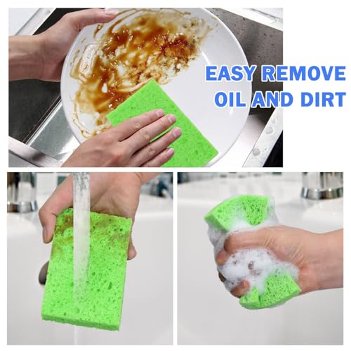 72 Pack Sponges Kitchen Natural Compressed Cellulose Sponges Bulk Non Scratch for Household Cookware Bathroom Cars Soft Super Absorbent Reusable