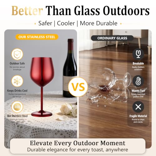 Unbreakable Stainless Steel Wine Glasses Set of 4 (4 Count)