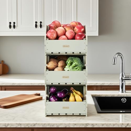 Wood Potato Onion Storage Bins (Pebble Gray)
