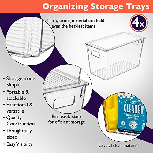 Plastic Storage Bins with Lids for Pantry & Fridge (4 Count)