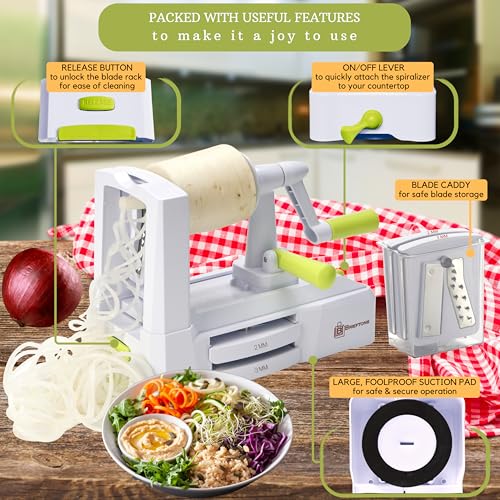 5 Blade Vegetable Spiralizer & Veggie Noodle Maker (White ( 5 Blades ))