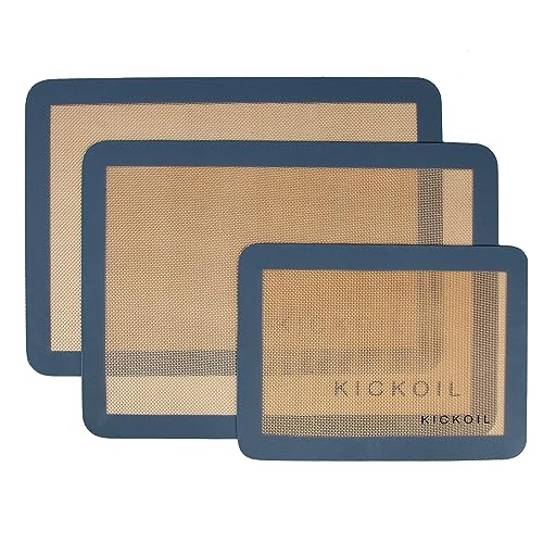 Silicone Baking Mats Set of 3 (2 Half Sheet + 1 Quarter Sheet Grey)