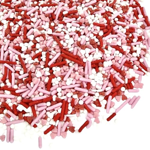 Valentine Sprinkles for Baking (White, pink, red)