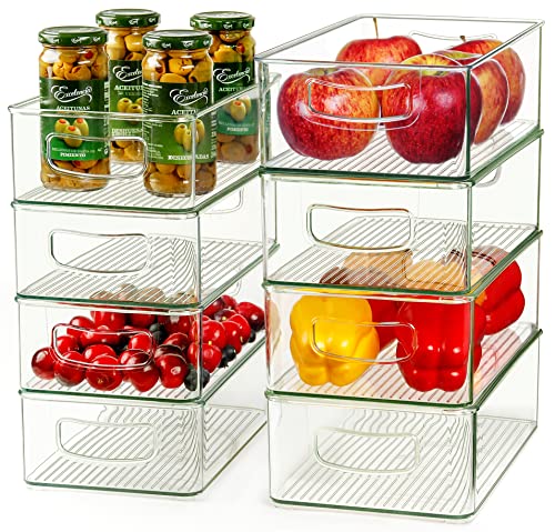 Clear Storage Bins 8 Packs for Refrigerator (8 Count)