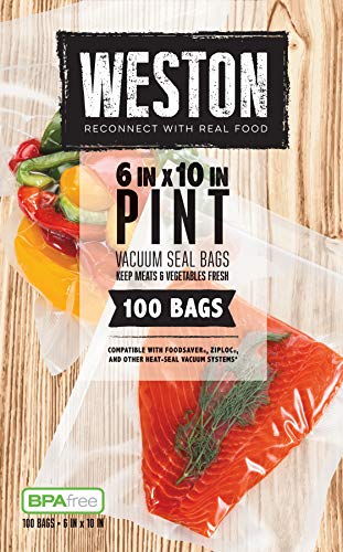 6" x 10" Pint Vacuum Sealer Bags For Meal Prep & Sous Vide (100 Count, Clear / 6" x 10" (Pint))