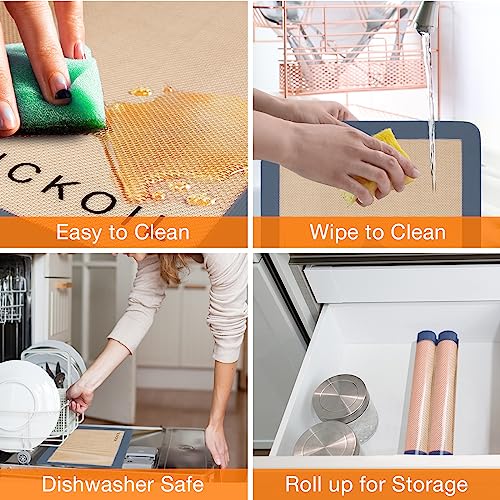 Silicone Baking Mats Set of 3 (2 Half Sheet + 1 Quarter Sheet Grey)