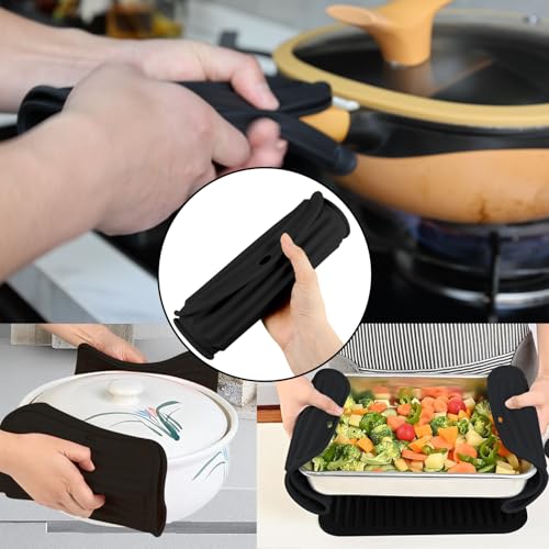 4 - Pack Multi - Purpose Silicone Mats | Heat Resistant Pot Holders for Kitchen | Non - Slip Hot Pads for Hot Pots, Pans & Quartz Countertops | Gray Kitchen Mats (Blue) (4 Count)
