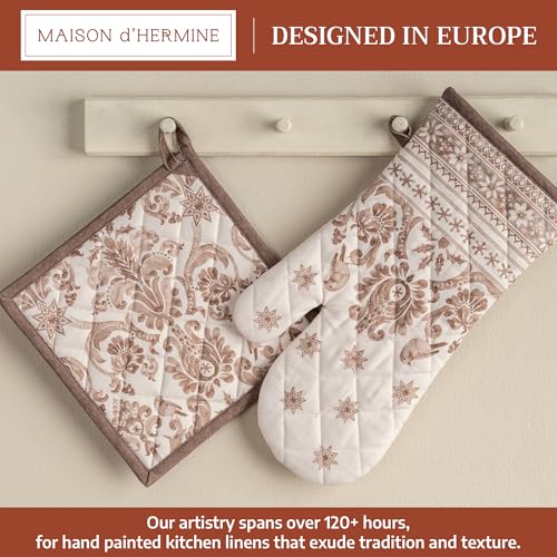 100% Cotton Oven Mitt & Pot Holder Set (121 - Allure / 7.5" x 13" & 8" x 8" (Oven Mitt & Pot Holder))
