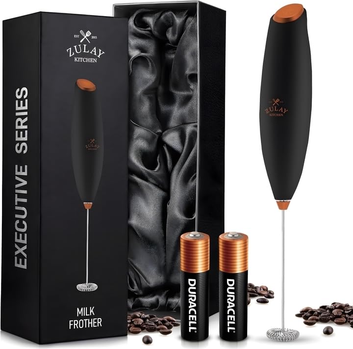 Zulay Milk Frother Wand (Molten Black & Copper / Gift Box Frother)