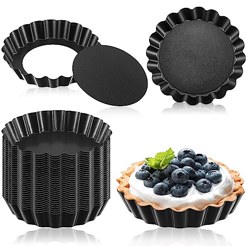 32 Pcs 3 Inch Tart Pans Nonstick (Black Gray / 3 Inch)