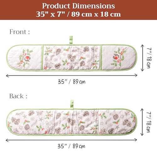 Double Oven Mitts 100% Cotton Double Oven Glove (115 - Christmas Dew / 7" x 35" (Double Oven Mitt))