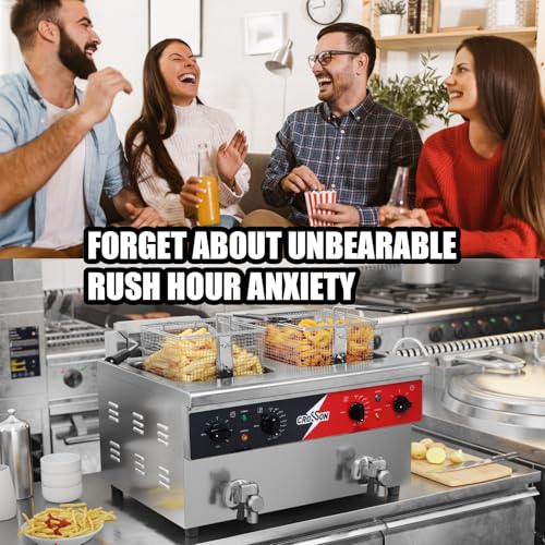 16L Dual Tank Countertop Electric Deep Fryer with "Swing (Double Tank,16L)
