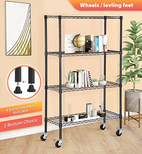 4 Tier Wire Shelf with Wheels (4 Count)