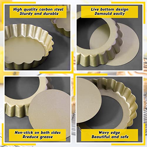 32 Pcs 4 Inch Tart Pans Nonstick (Gold / 4 Inch)