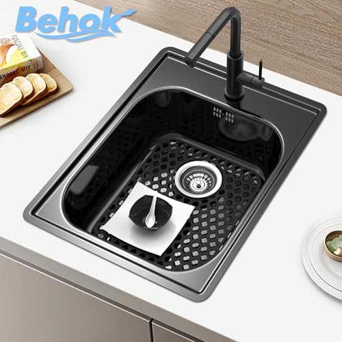2 Pack Silicone Sink Protector Mat for Kitchen Sink Rear Drian Black (Black)