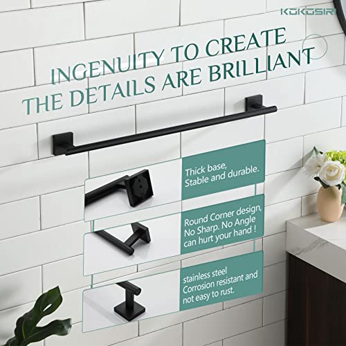 Towel Rails Bathroom Towel Bars Matte Black 24 Inch Bath Towel Holder for Cabinet Kitchen Wall Stainless Steel B4005BK (Matte Black / 24-Inch)